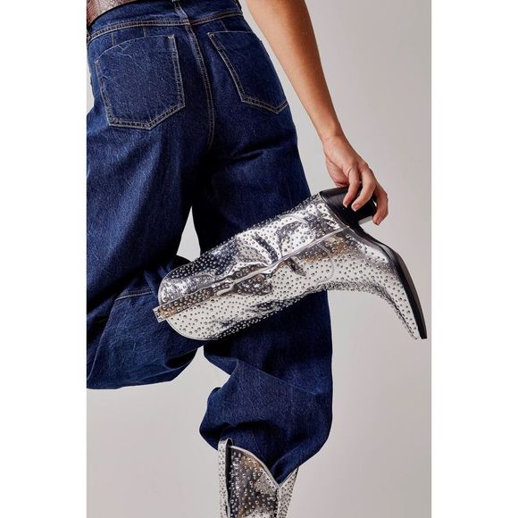 Free People x Jeffrey Campbell Dagget Studded Western Metallic Leather Boots - Picture 8 of 8
